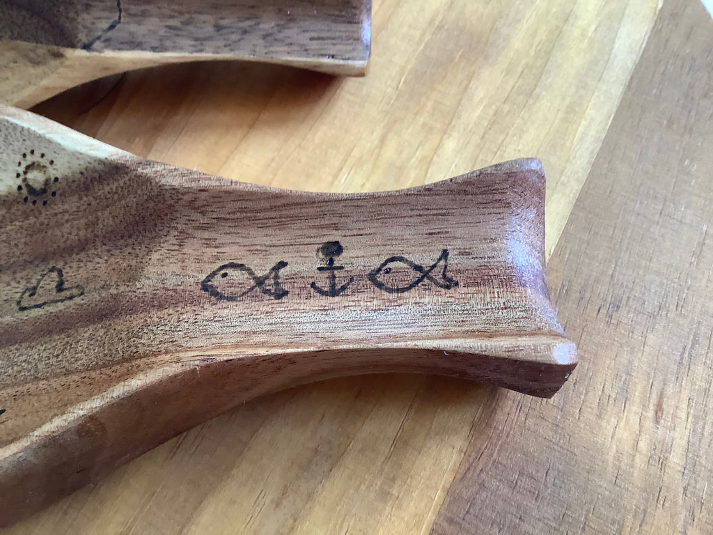 Hand-Decorated Wooden Spoon Rest or Trinket Dish