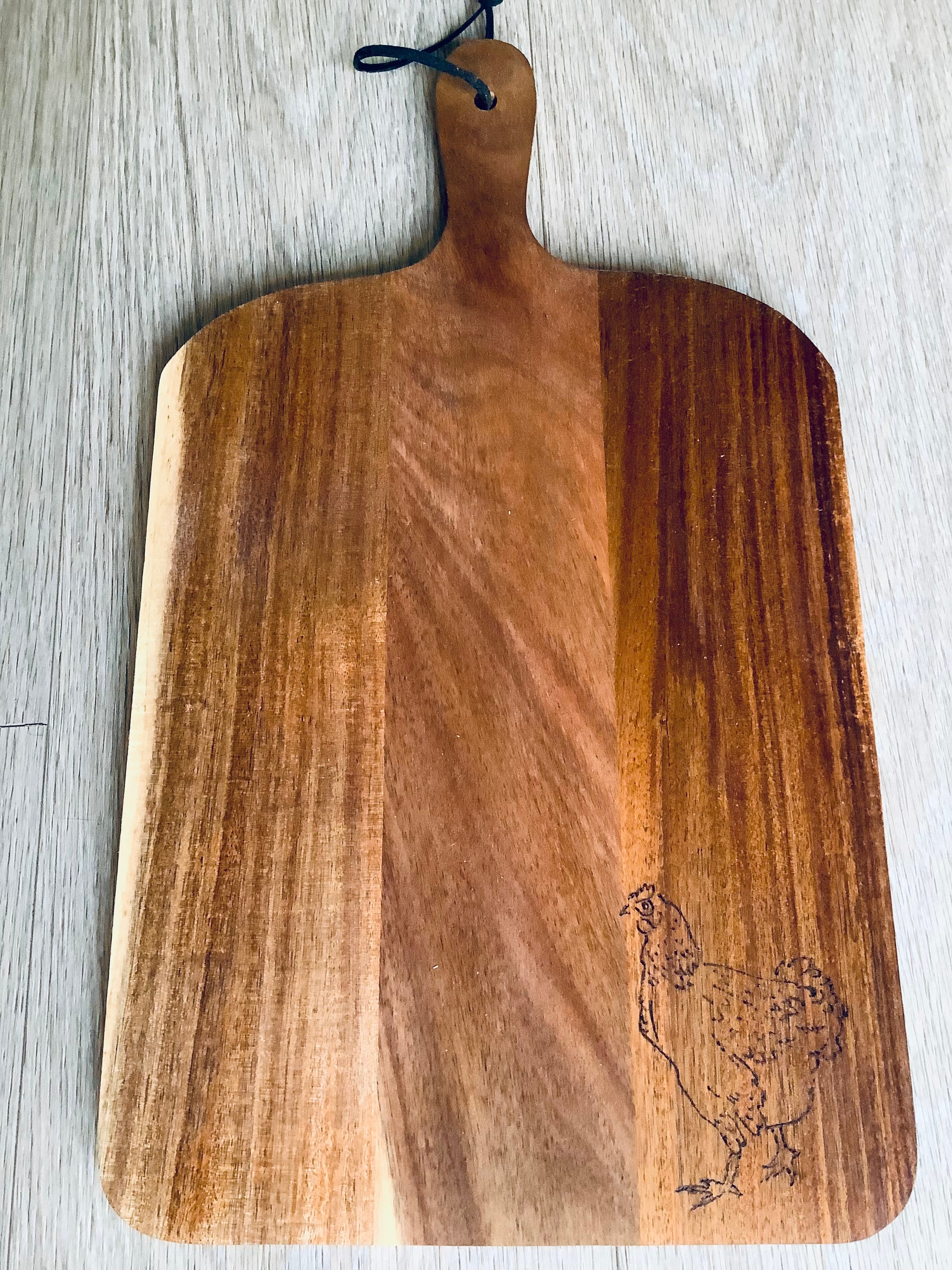 Buff Orpington Chicken Hand-Decorated Acacia Serving Board