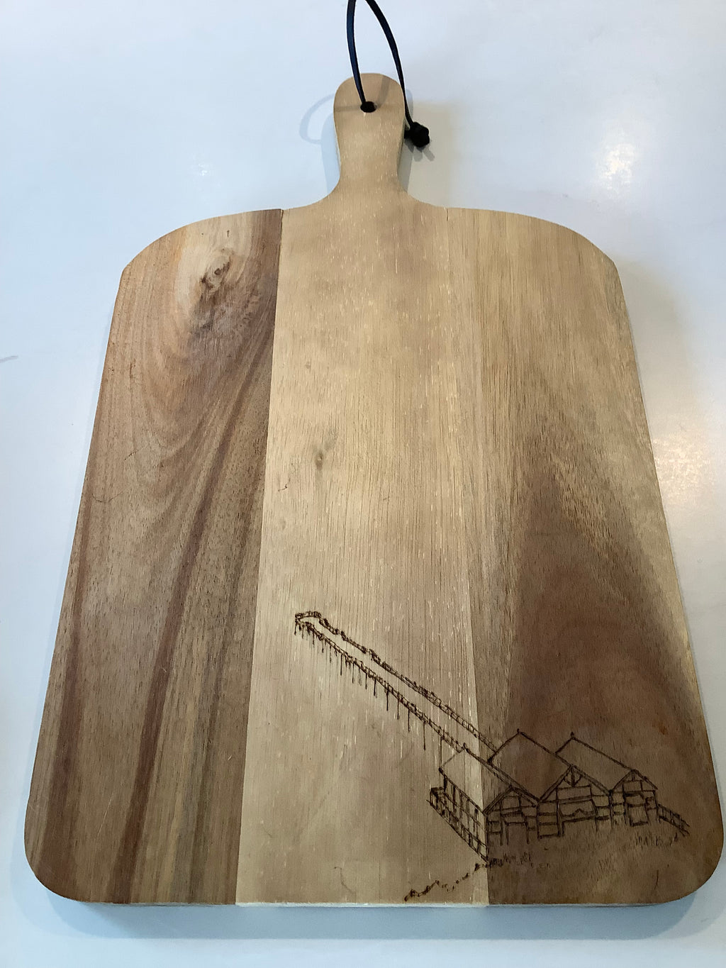 Saltburn Pier from the Cliff Hand-Decorated Acacia Serving Board